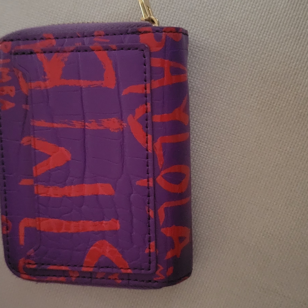 Compact Purple and Red Graffiti Wallet